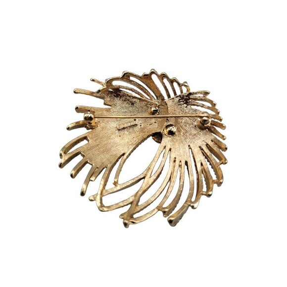 Monet Mirador Brooch Gold Tone Wheat Rope Spray Vintage - Picture 15 of 16